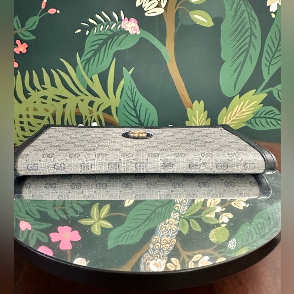 Gucci NAVY GG Supreme Vintage Canvas and Leather Bifold Wallet ๐๐ - Picture 12 of 13